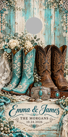 Turquoise Boots and Vows 6-inch gray hole-placement proof marker; marker is not printed