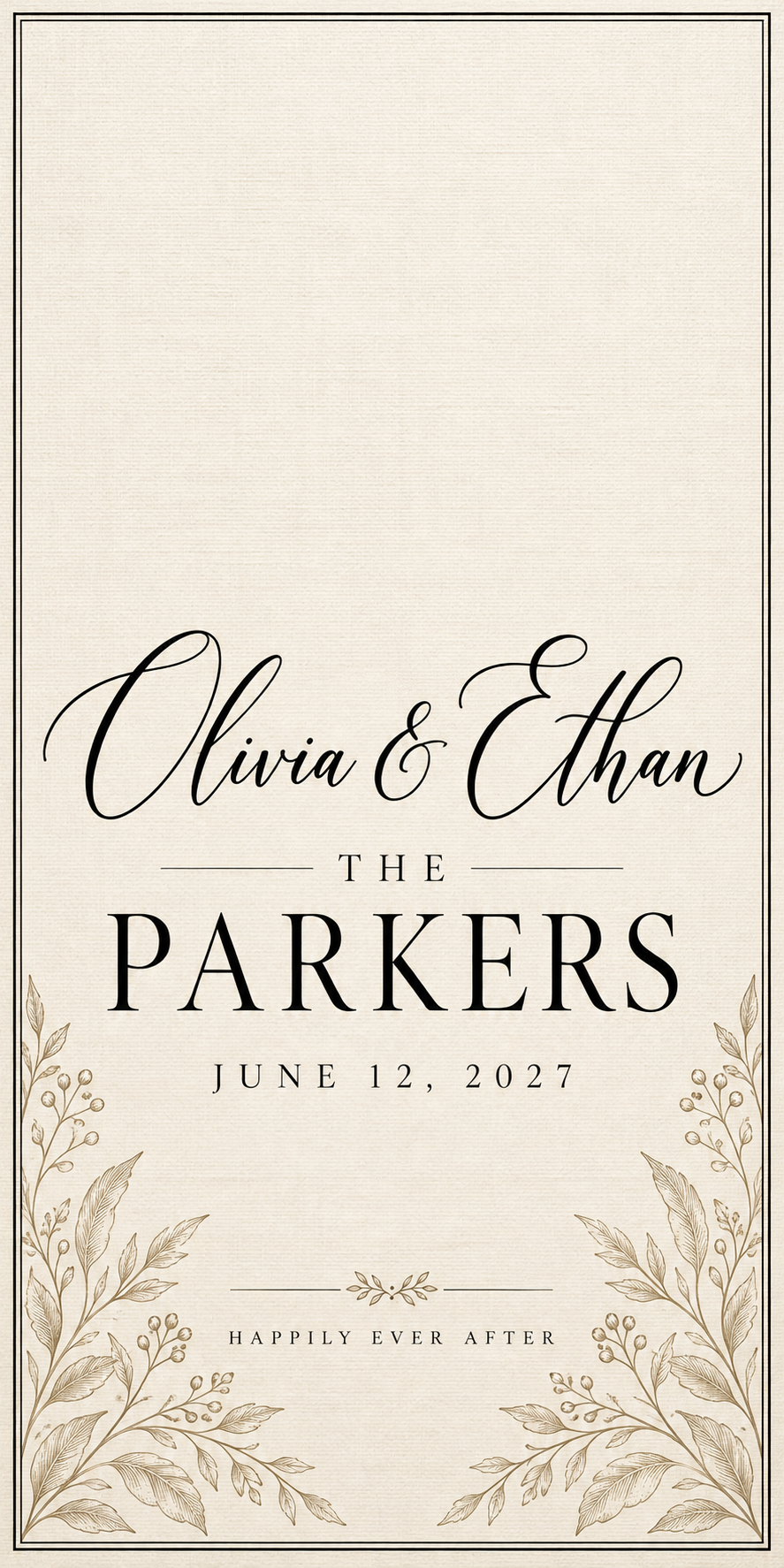 Modern Ivory Personalized Wedding Cornhole Board Wraps sample artwork without hole