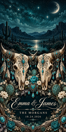 Moonlit Western Soulmates sample personalized artwork without hole