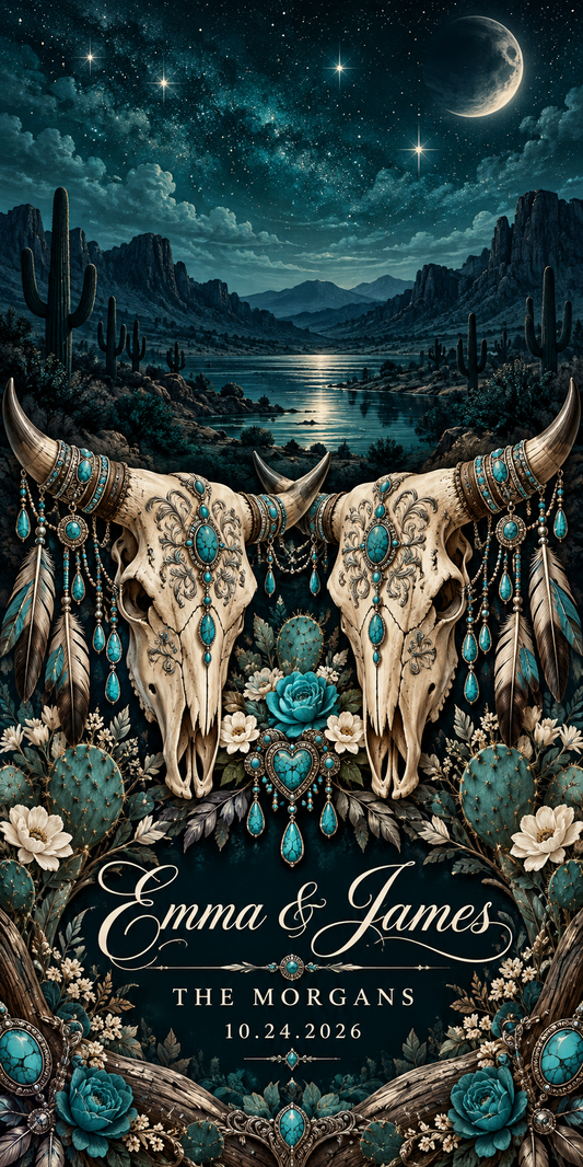 Moonlit Western Soulmates sample personalized artwork without hole