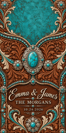 Turquoise Tooled Leather sample personalized artwork without hole