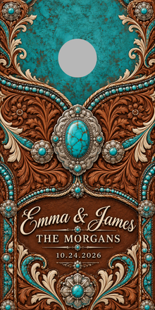 Turquoise Tooled Leather 6-inch gray hole-placement proof marker; marker is not printed