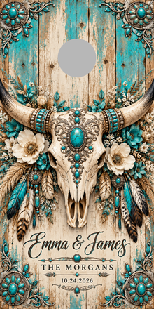 Turquoise Longhorn Vows 6-inch gray hole-placement proof marker; marker is not printed