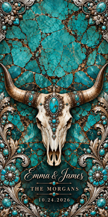 Turquoise Mosaic Longhorn sample personalized artwork without hole