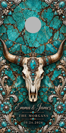 Turquoise Mosaic Longhorn 6-inch gray hole-placement proof marker; marker is not printed