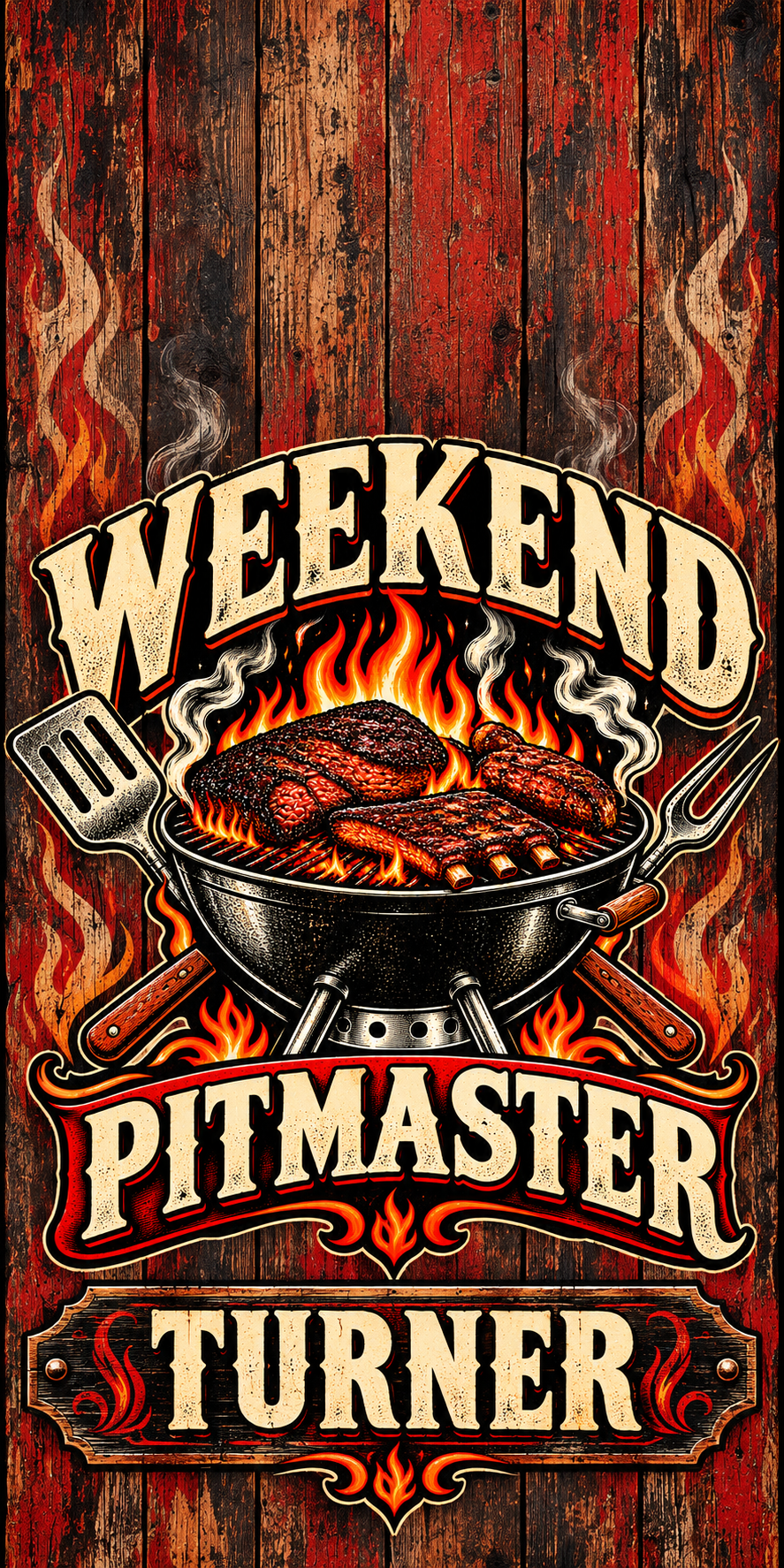 Weekend Pitmaster personalized cornhole wraps - flat