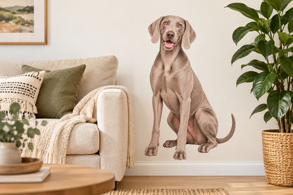 Weimaraner contour cut dog decal living room mockup