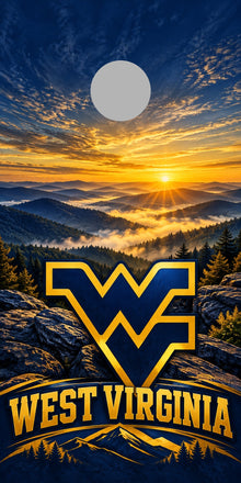 West Virginia Mountain Gold cornhole wrap with plain gray hole placement preview