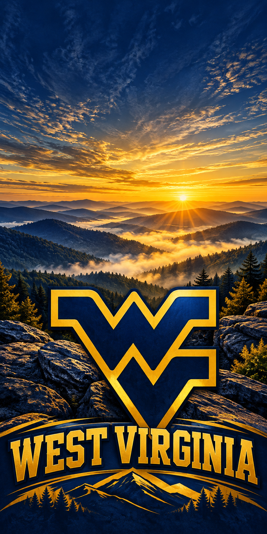 West Virginia Mountain Gold cornhole wrap complete artwork without hole
