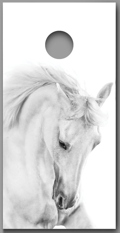White Horse Print A Design Corn Hole Board Decal Wrap