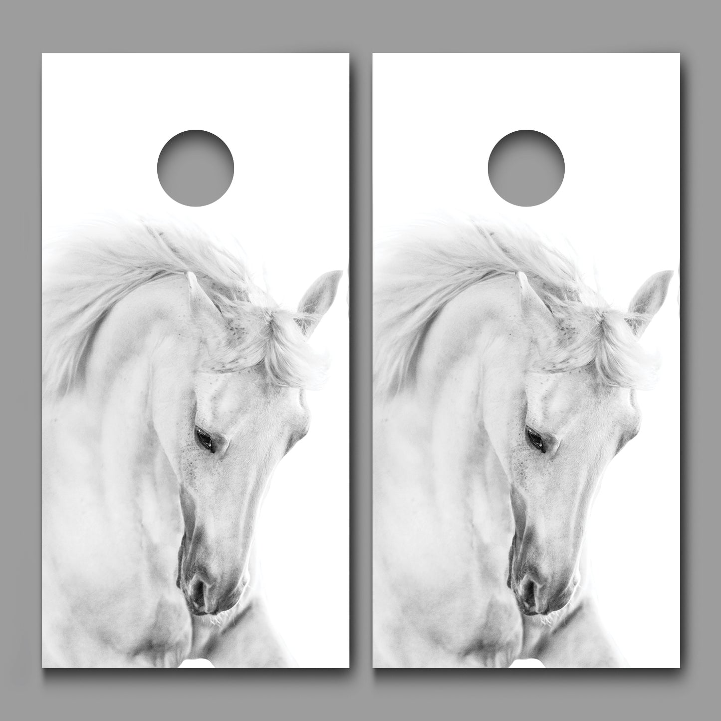 White Horse Print A Design Corn Hole Board Decal Wrap