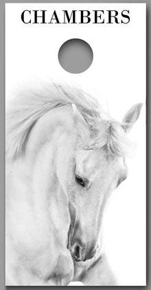 White Horse Print A Customized With Your Last Name Corn Hole Wrap