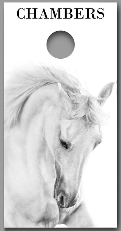 White Horse Print A Customized With Your Last Name Corn Hole Wrap