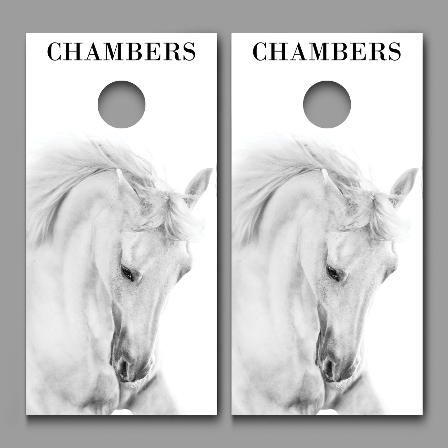 White Horse Print A Customized With Your Last Name Corn Hole Wrap