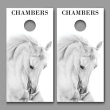White Horse Print A Customized With Your Last Name Corn Hole Wrap