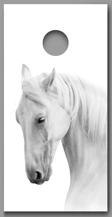 White Horse Print B Design Corn Hole Board Decal Wrap