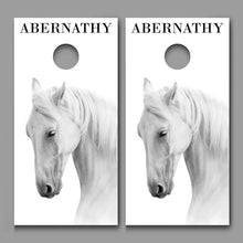 White Horse Print B Customized With Your Last Name Corn Hole Wrap