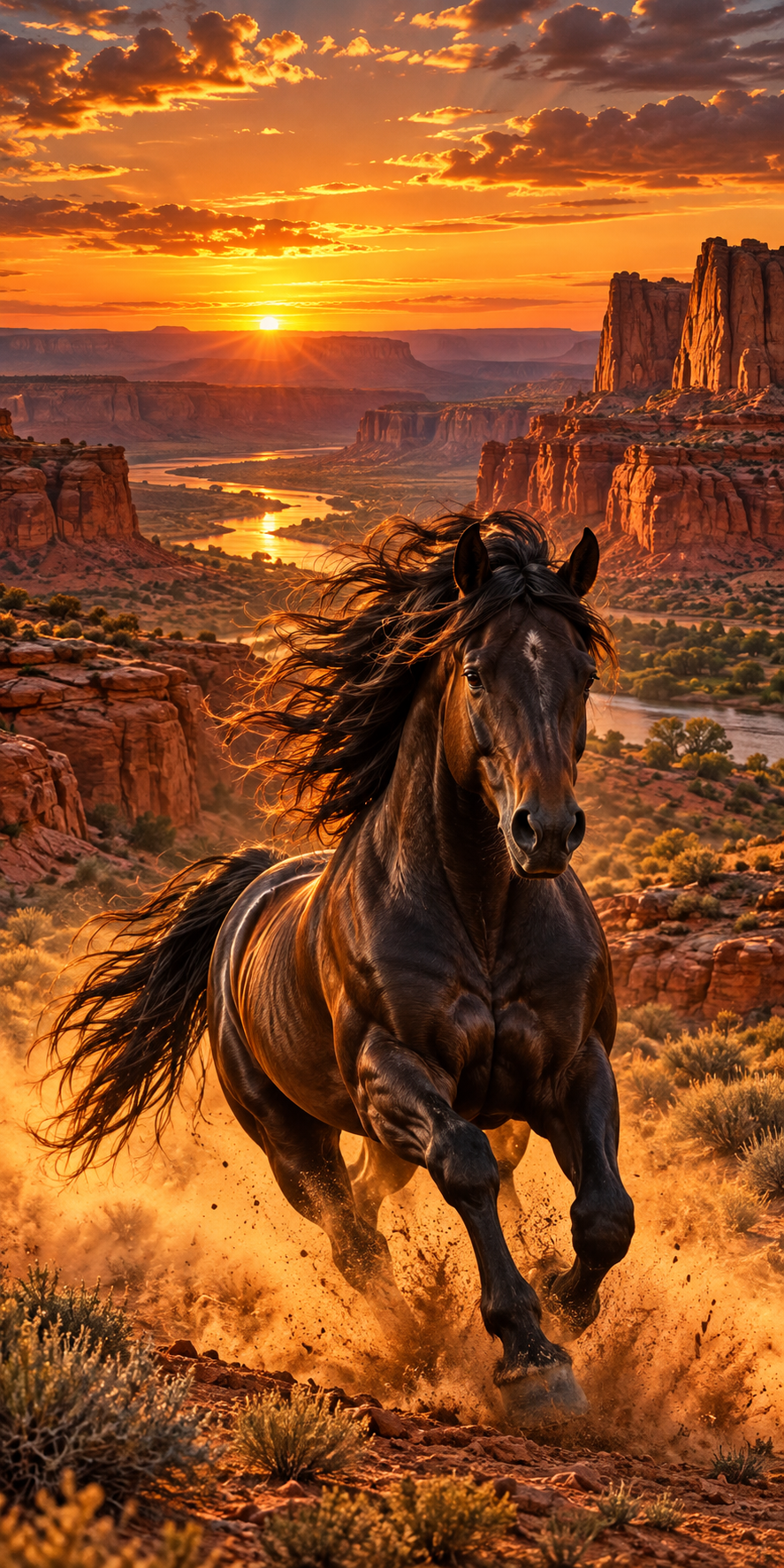 Wild Mustang Canyon hole-free print artwork