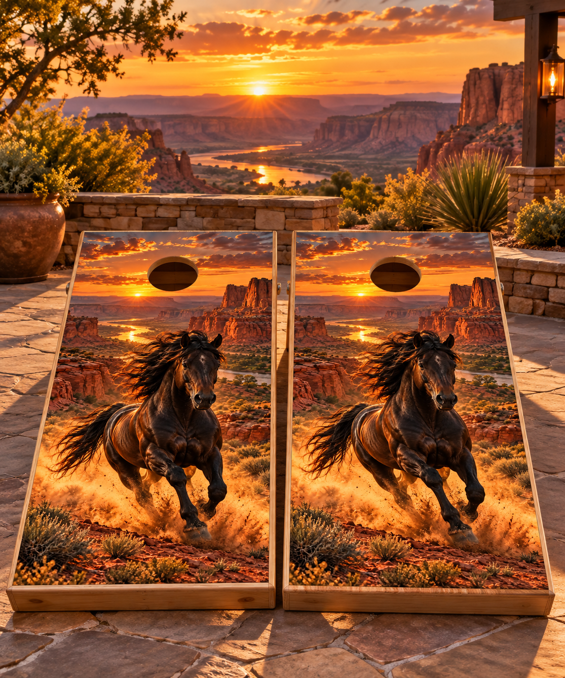 Wild Mustang Canyon wraps shown on two matching boards; boards not included