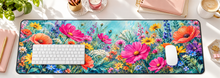 Wildflower Colorburst Desk Mat — overhead workspace mockup