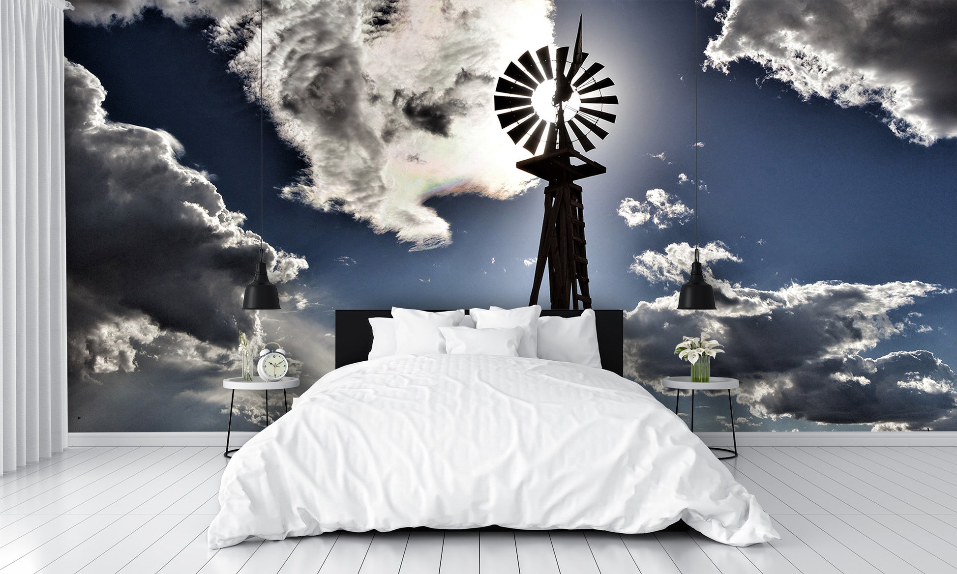 Iowa Windmill wallpaper and Clouds Wall Mural Country bedroom