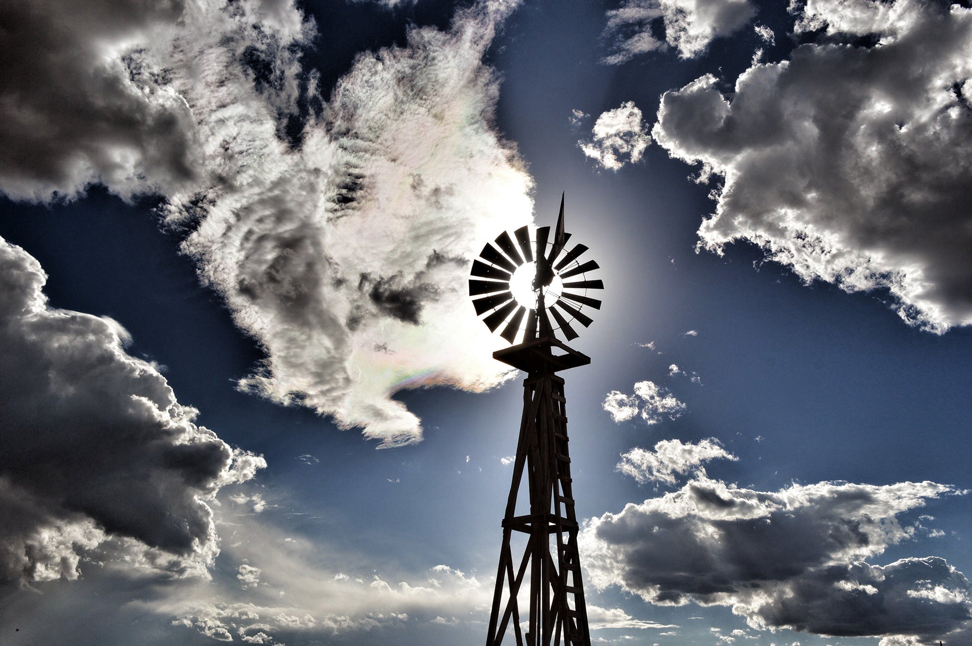 Iowa Windmill wallpaper and Clouds Wall Mural Country proof