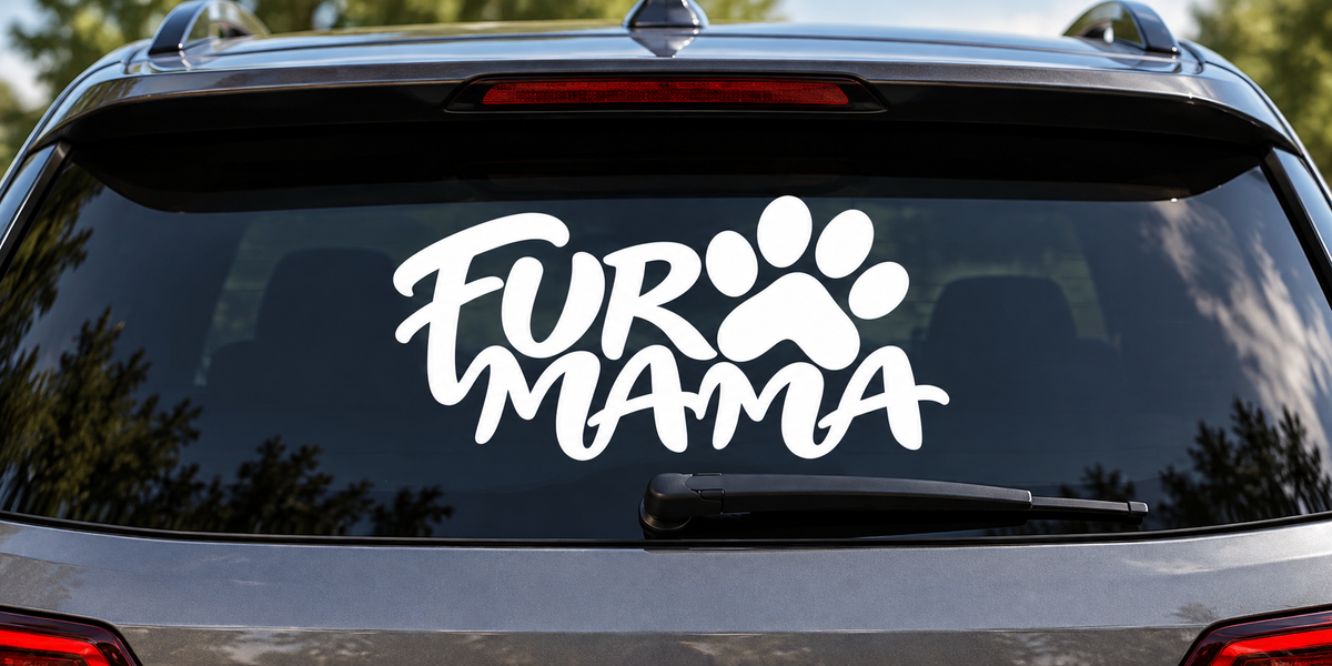 Fur Mama Paw Print Car Window Decal car window mockup