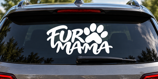 Fur Mama Paw Print Car Window Decal car window mockup