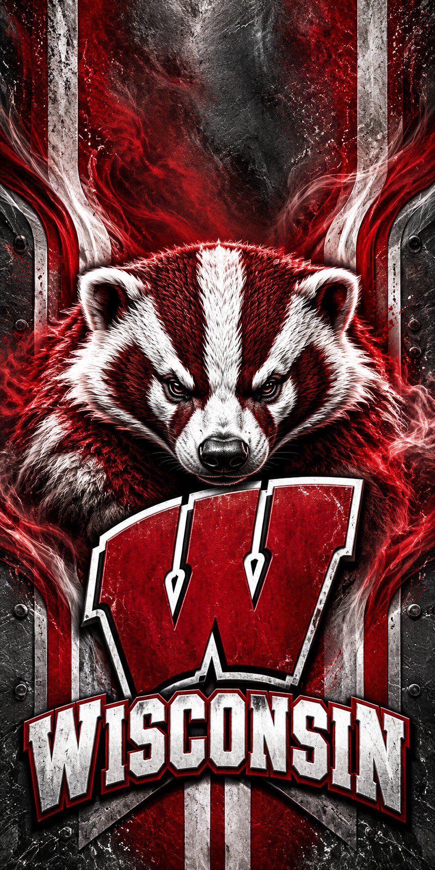Wisconsin Badger Redline cornhole wrap complete artwork without hole