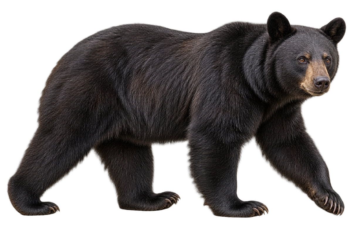 Woodland Black Bear Realistic Large Wall Decal isolated transparent artwork