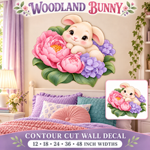 Woodland Bunny – Girls Room Wall Decal summary and bedroom mockup – 12 to 48 inch widths