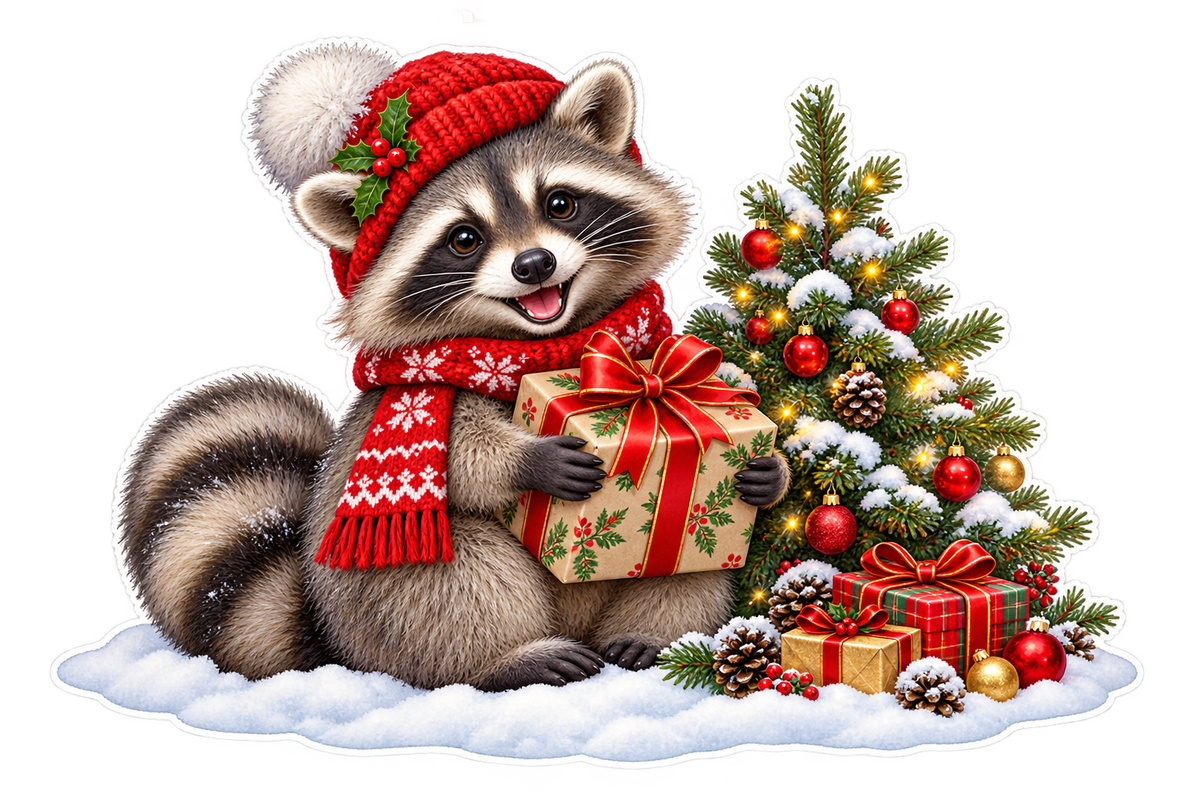 Woodland Christmas Raccoon standalone artwork