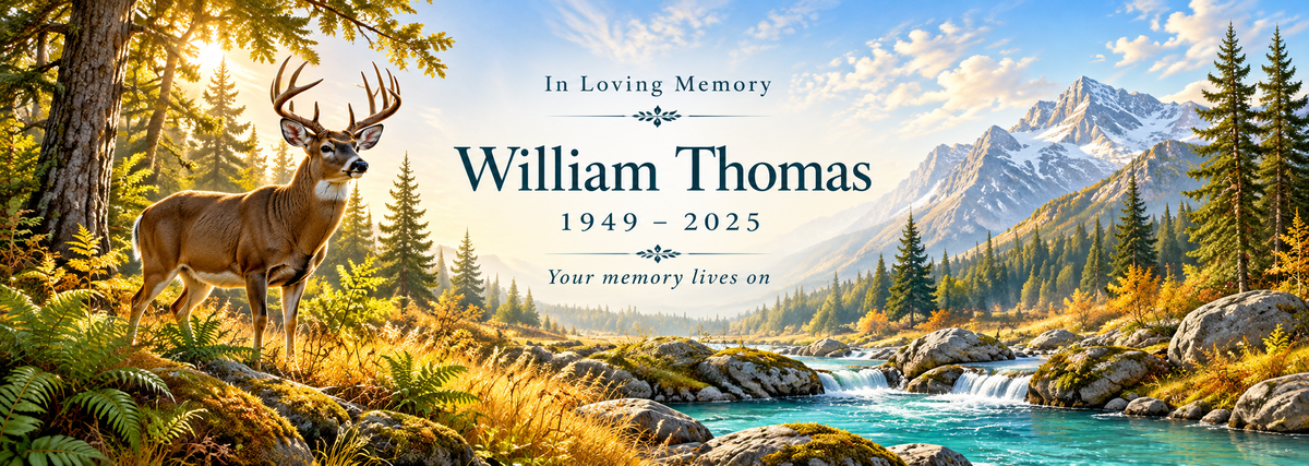 Woodland Legacy Deer personalized memorial desk mat — sample name and dates