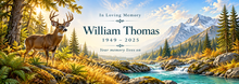 Woodland Legacy Deer personalized memorial desk mat — sample name and dates