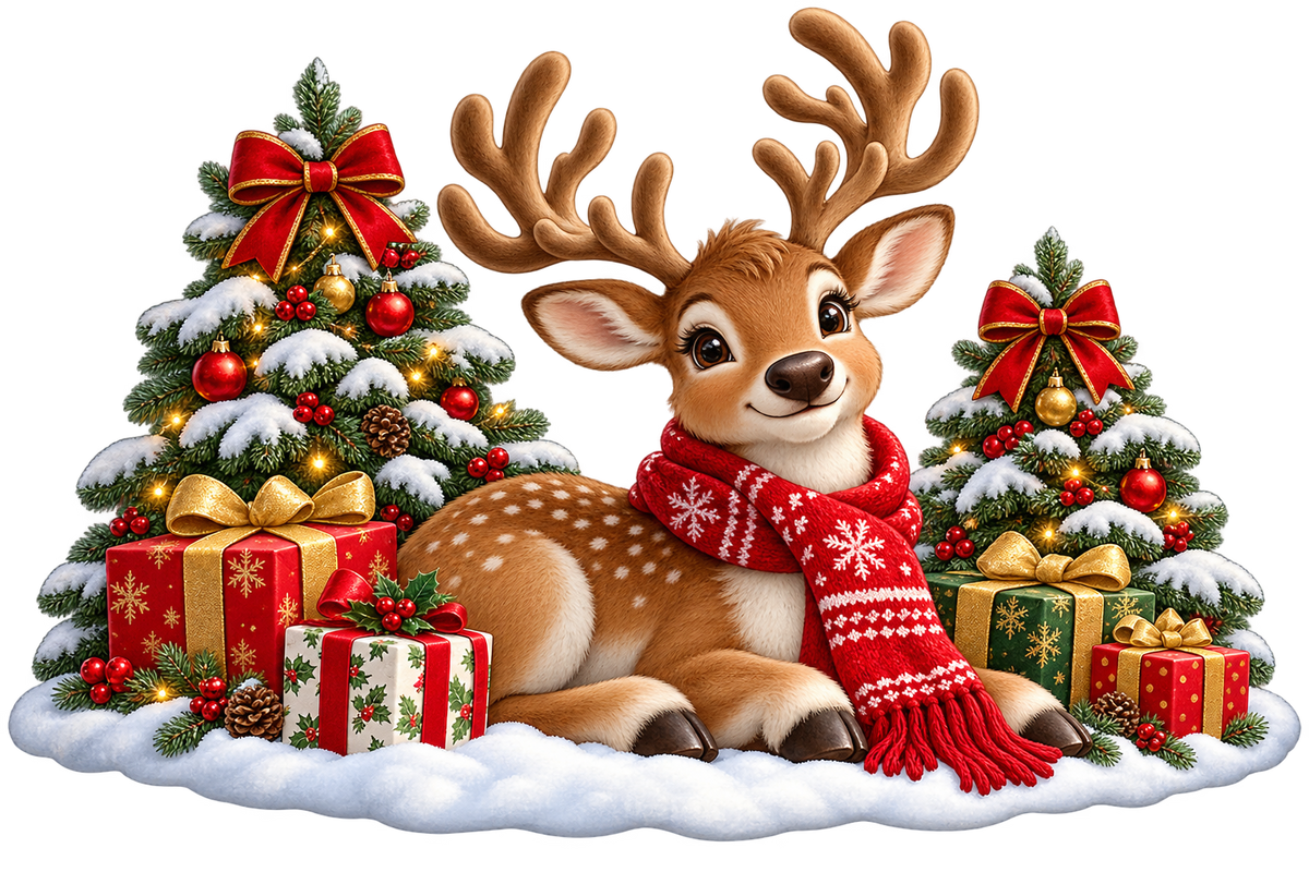 Woodland Reindeer Christmas standalone decal only