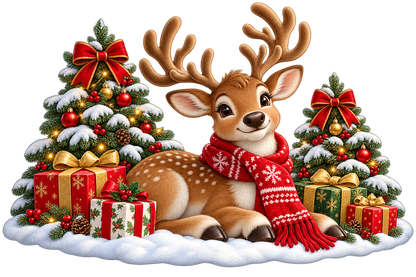 Woodland Reindeer Christmas standalone decal only