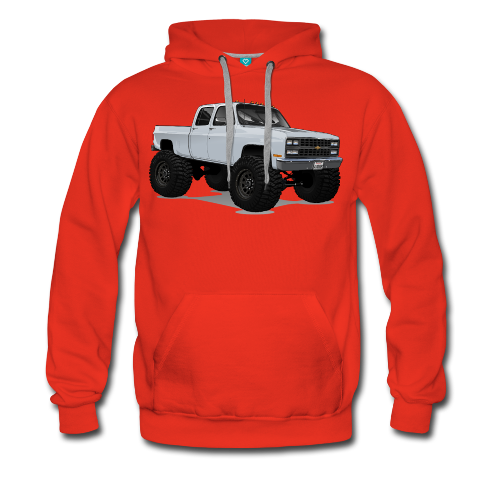 White Chevrolet 4x4 Crew Cab Pickup Truck Men’s Premium Hoodie - red