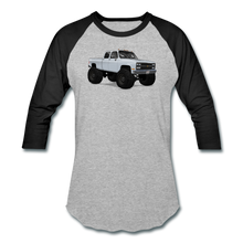 White Chevrolet 4x4 Crew Cab Pickup Truck Baseball T-Shirt - heather gray/black
