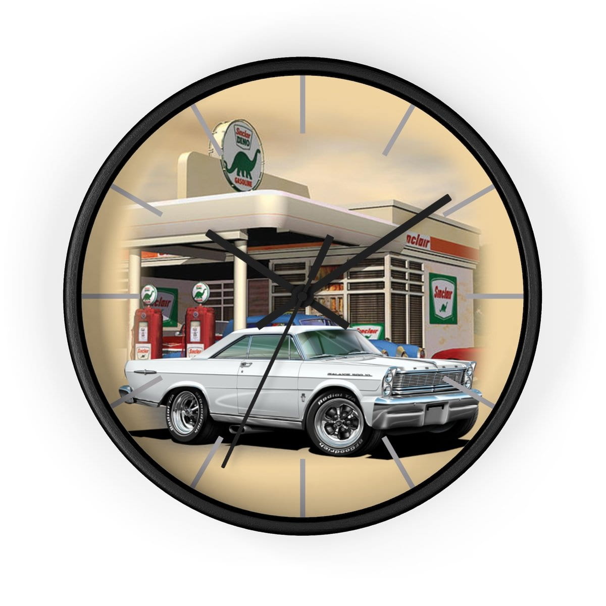 1965 Galaxie Gas Station muscle car art Wall clock