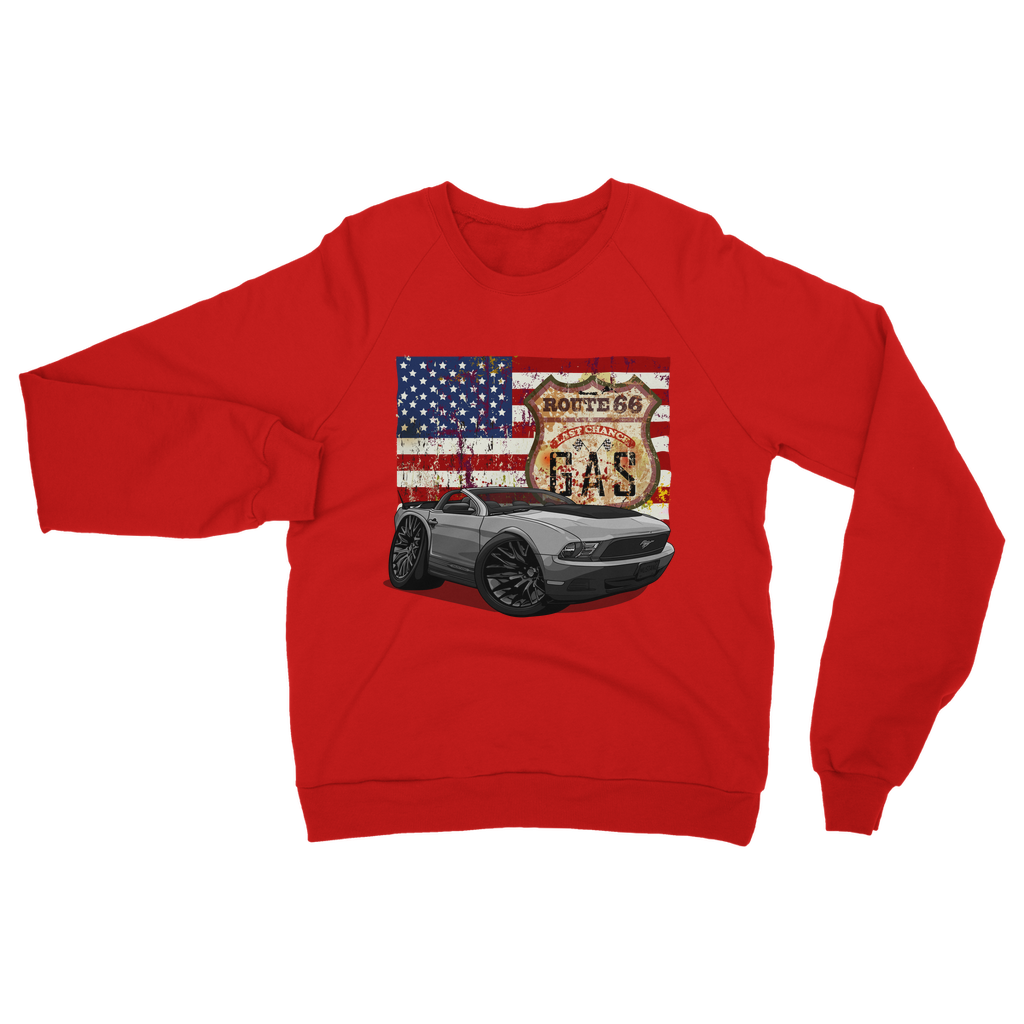 Convertible Mustang Route 66 Classic Adult Sweatshirt