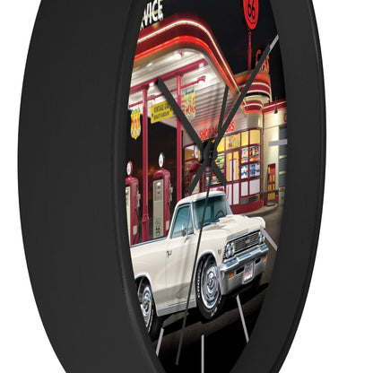 1966 El Camino Gas Station Route 66 Car Art Wall clock