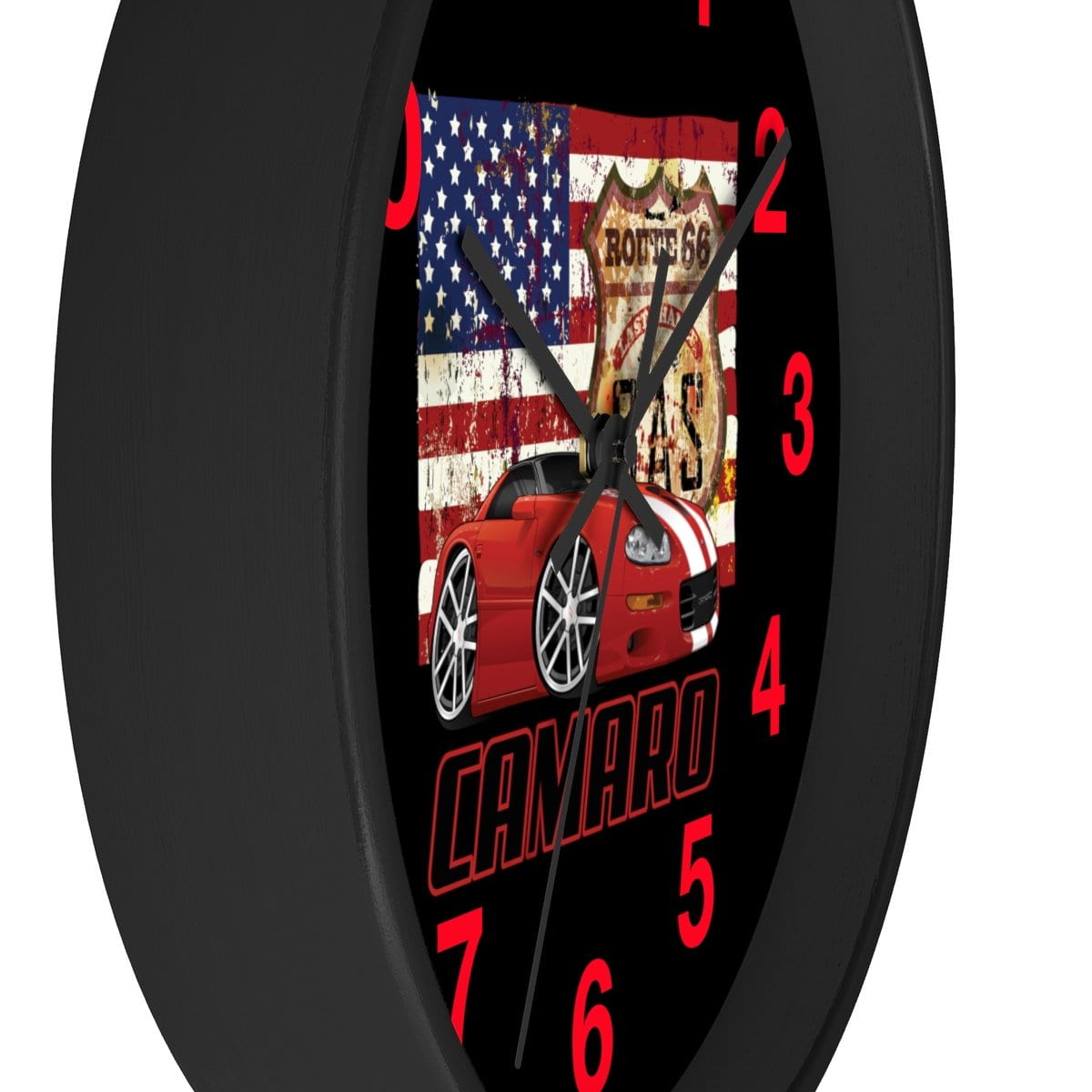4th Generation Camaro Route 66 American Flag Wall clock