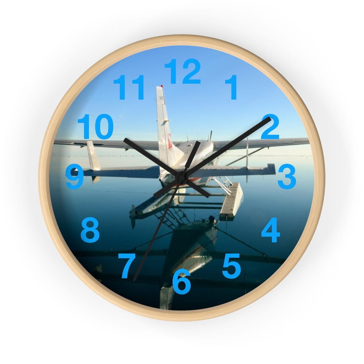 Seaplane Airplane on the Water Wall clock