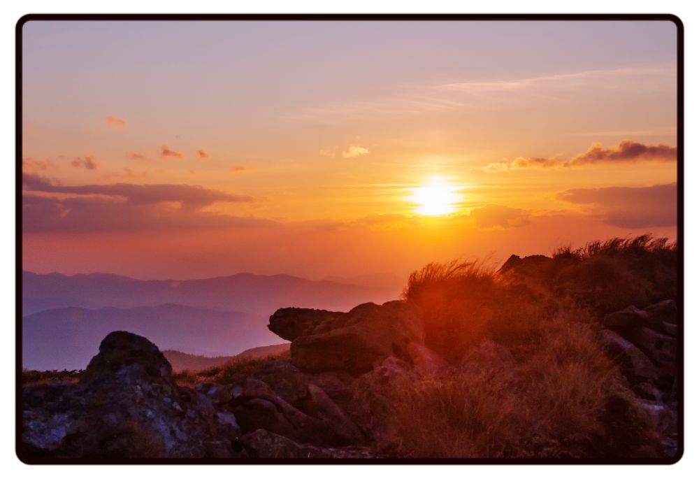 Sunset In the Mountains Desk Mat