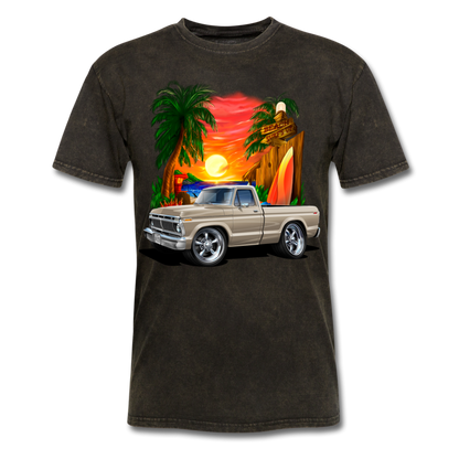 1974 Ford F100 Pickup Truck Beach Car Art Men's T-Shirt - mineral black