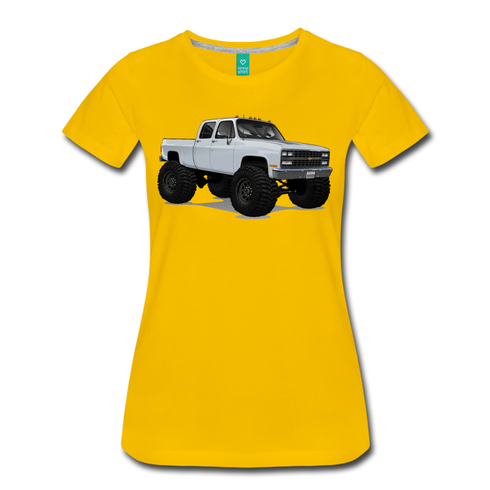 White Chevrolet 4x4 Crew Cab Pickup Truck Women’s Premium T-Shirt - sun yellow