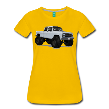 White Chevrolet 4x4 Crew Cab Pickup Truck Women’s Premium T-Shirt - sun yellow