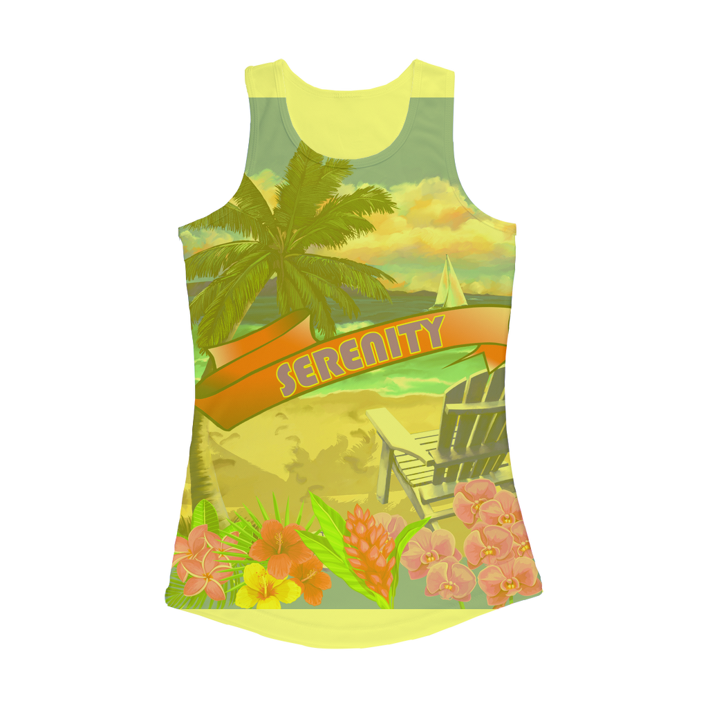 Serenity Beach Banner Design Women Performance Tank Top