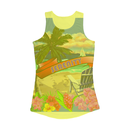 Serenity Beach Banner Design Women Performance Tank Top