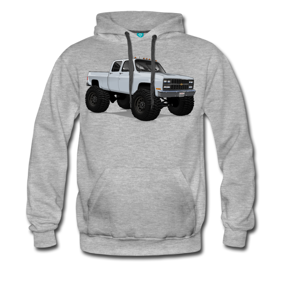 White Chevrolet 4x4 Crew Cab Pickup Truck Men’s Premium Hoodie - heather gray